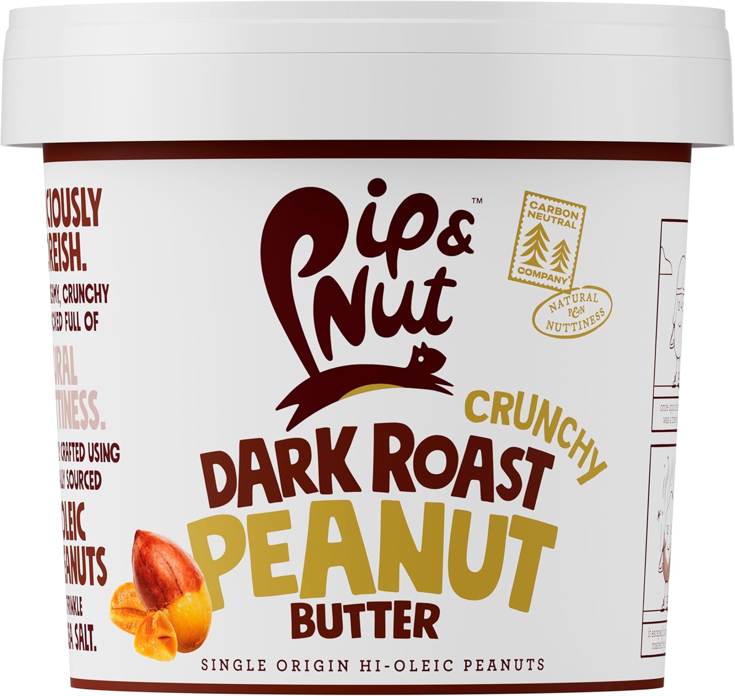 Pip & Nut - Ultimate Crunchy Dark Roast Peanut Butter (1kg) | Natural Nut Butter, No Palm Oil, No Added Sugar, Hi-Oleic Peanuts, High in Unsaturated Fats, Gluten Free, Vegan, Dairy Free