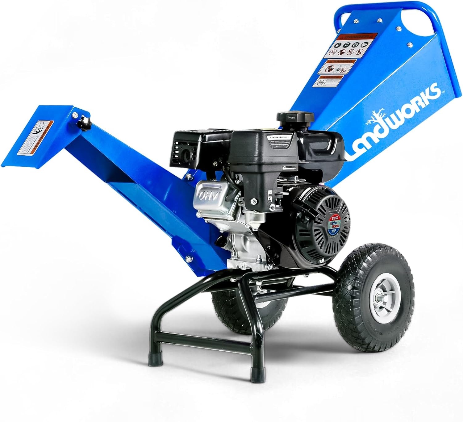 Landworks Wood Chipper Shredder Mulcher, Heavy Duty, 7 HP Gas Powered, Compact Rotor Assembly, 3 Inch Max Capacity