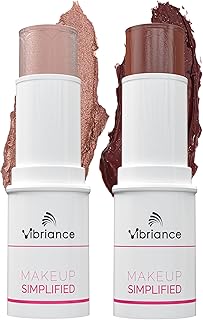 Vibriance Makeup Gift Set: Radiance & Illuminate Makeup Sticks | Multi-Purpose Highlighter, Lipstick, Contour and Cream Blush for Mature Skin, 2-Stick Bundle | USA Made | Sulfate-free, Paraben-free