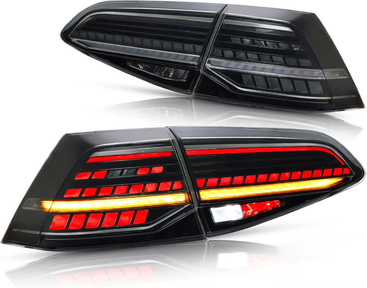 VLAND LED Tail lights Compatible with Golf 7 Golf 7.5 MK7 MK7.5 2014-2019(Not for GTI/R/Halogen Version) with Sequential, No Need Extra Bulbs, Smoke/Tinted