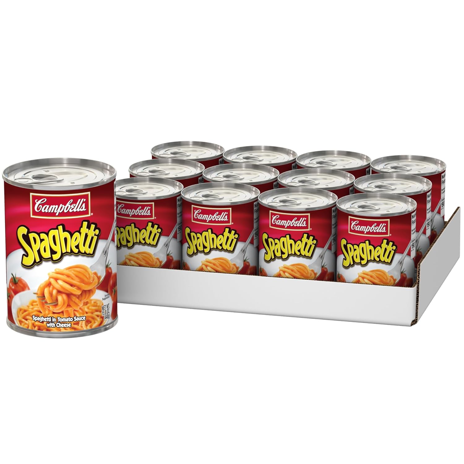 Campbell's Canned Spaghetti, Snacks for Kids and Adults, 15.8 OZ Can (Pack of 12)