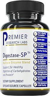 Premier Research Labs Digestase-SP - 6 Enzymes for Digestion - Supports Digestion of Carbohydrates & Protein - for Occasional Intestinal Gas or Bloating Relief - 60 Plant-Source Capsules