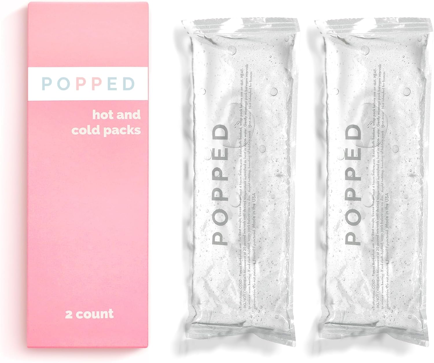 Popped Reusable Hot and Cold Packs (2 Count) | Made in The USA | Perineal Ice Packs, Cooling Pads for Postpartum Essentials | Gel Pack for Pain Relief, Hemorrhoids, and Cramping After Birth