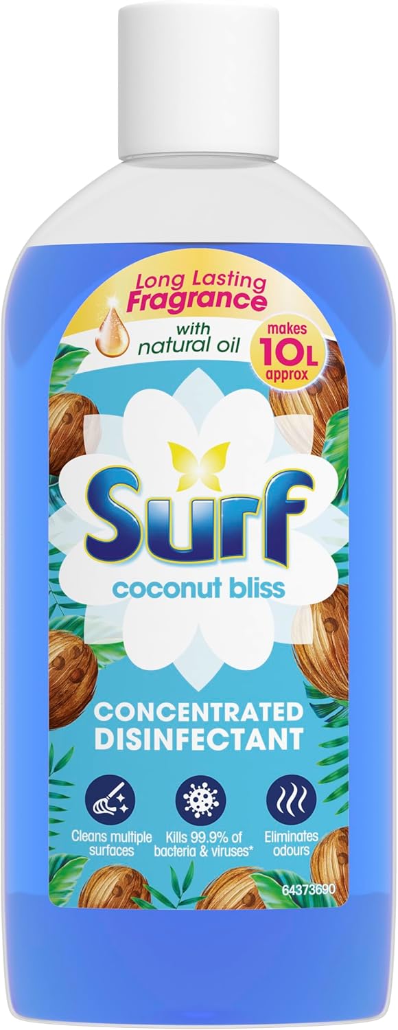 Surf Coconut Bliss Concentrated Disinfectant eliminates 99.9% of germs multi-purpose cleaner for sparkling clean surfaces 240 ml