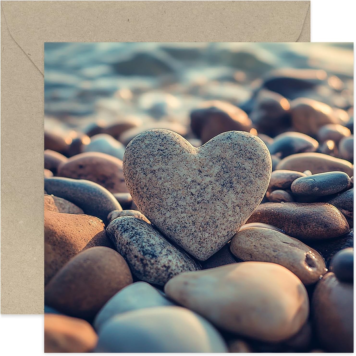 Heart Anniversary Card for Husband Wife - Photo Heart Pebble Just Because Card - Thoughtful Thinking of You Card for Friend - Sorry Card - Bereavement, Loss, Feel Better Greeting Card for Him Her