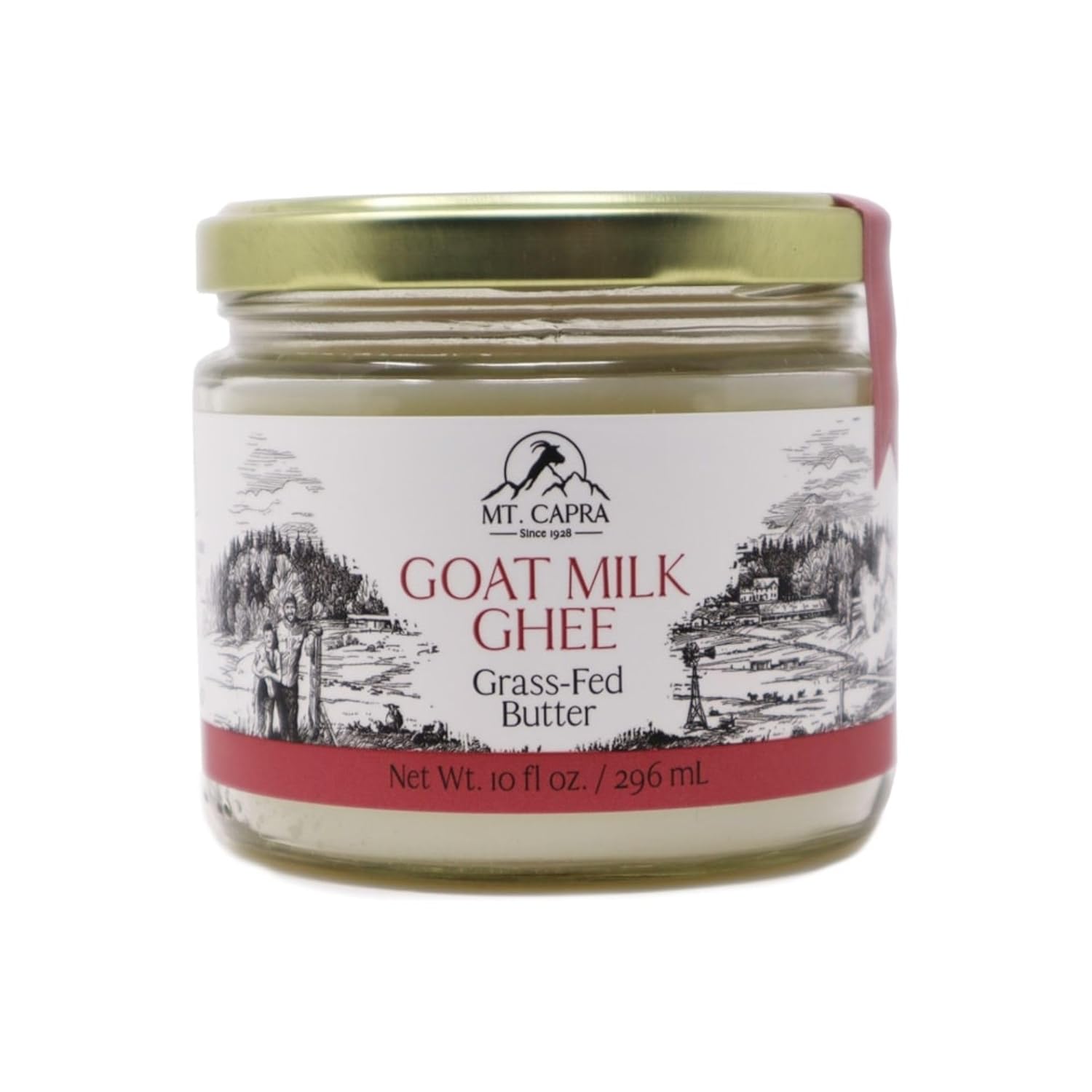 Mt. Capra Goat Milk Ghee | Grass-Fed Clarified Butter High in MCT Oil Perfect for Bulletproof Coffee, Keto, Paleo, and Whole 30 Diets | Pasture Raised and Unsalted | 59 Servings - 10 fl oz