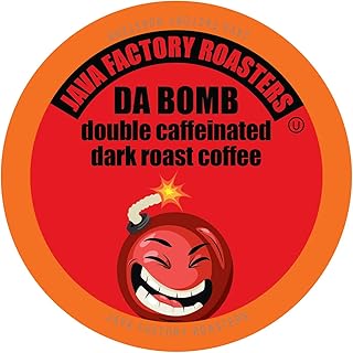 Java Factory High Caffeine Coffee Pods, Da Bomb Dark Roast, 40 Count - Compatible with K Cup Brewers 2.0, Extra Caffeine for a Strong Start to Your Day