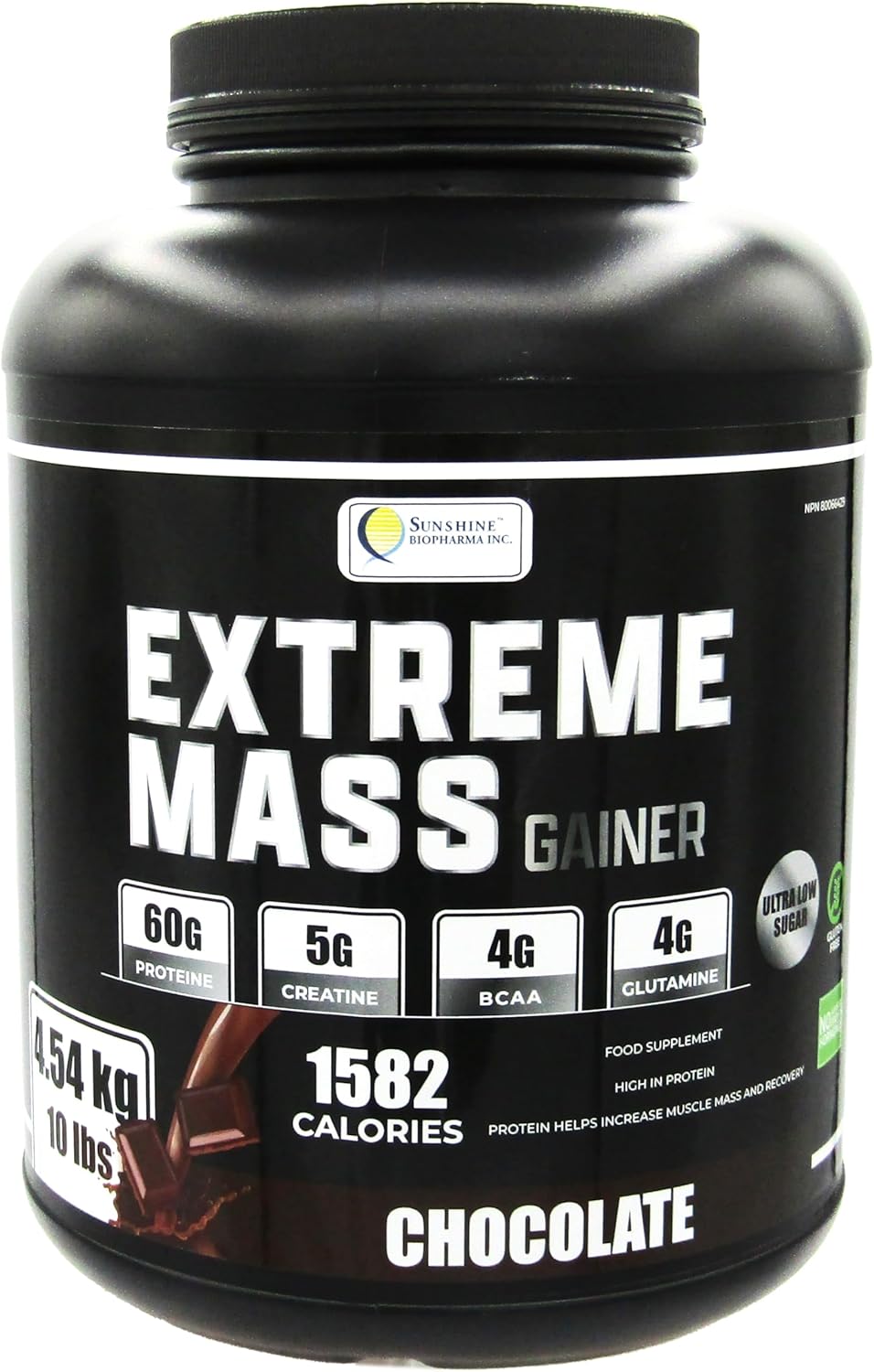 Extreme Mass Weight Gainer Muscle Builder, 5 lbs (2.27 kg) Less Sugar for Intense Workout Training Made of high Calorie Fortified whey Protein (10 lbs, Chocolate)