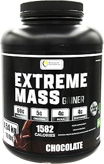 Extreme Mass Weight Gainer Muscle Builder, 5 lbs (2.27 kg) Less Sugar for Intense Workout Training Made of high Calorie Fortified whey Protein (10 lbs, Chocolate)