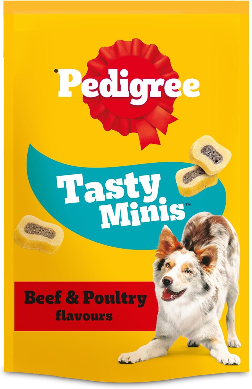 PEDIGREE TASTY MINIS Adult Dog Treats Beef & Poultry Chewy Slices 155g - Pack of 8