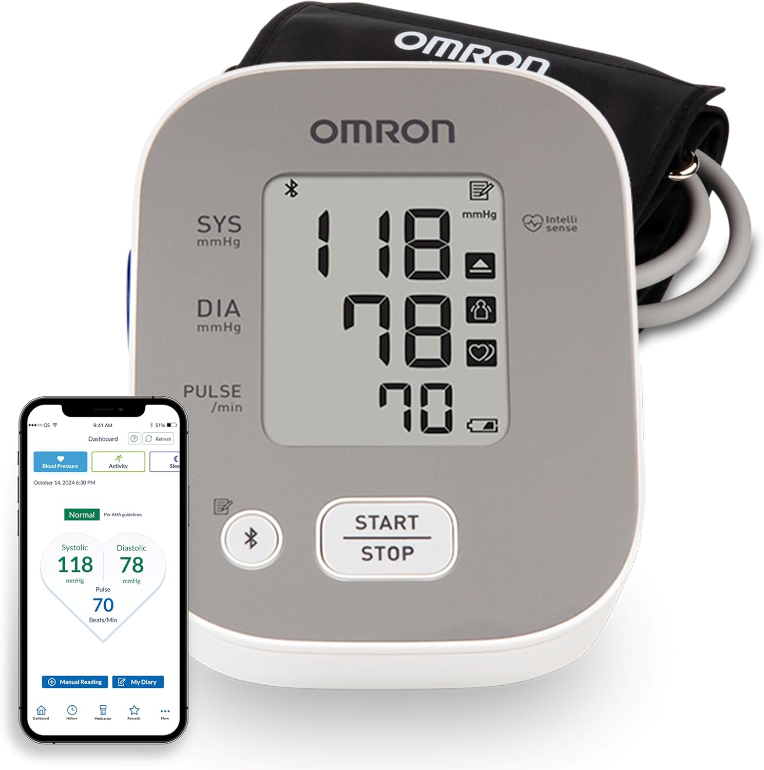 OMRON Bronze Upper Arm Blood Pressure Monitor - Clinically Validated Blood Pressure Arm Cuff - Use OMRON Connect App for Unlimited Free Measurements