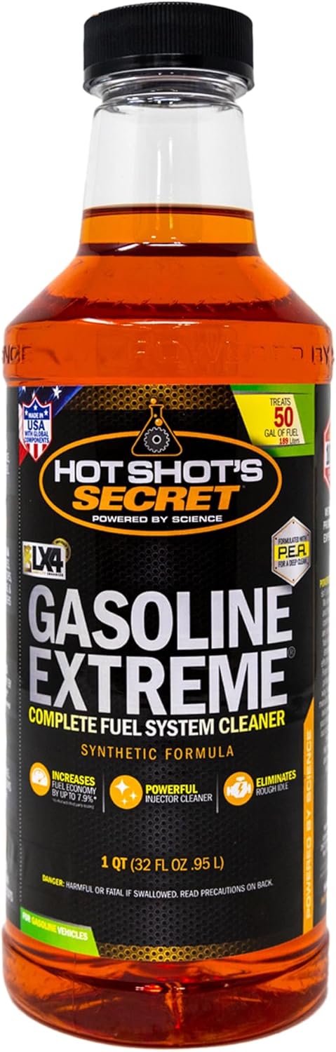 Hot Shot's Secret Gasoline Extreme 32 Oz, Concentrated Fuel System Cleaner, Fuel Additive for Gasoline Engines, Injector Cleaner - Increases MPG & Restores Engine Performance