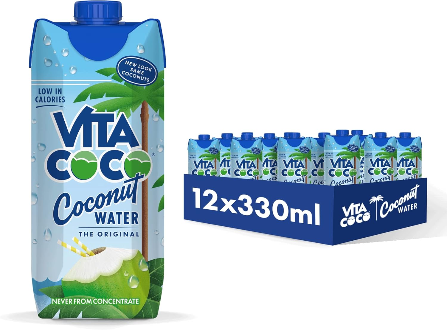 Vita Coco Original Coconut Water 12x330 ml, Packed With Electrolytes, Gluten Free, Full of Vitamin C and Potassium