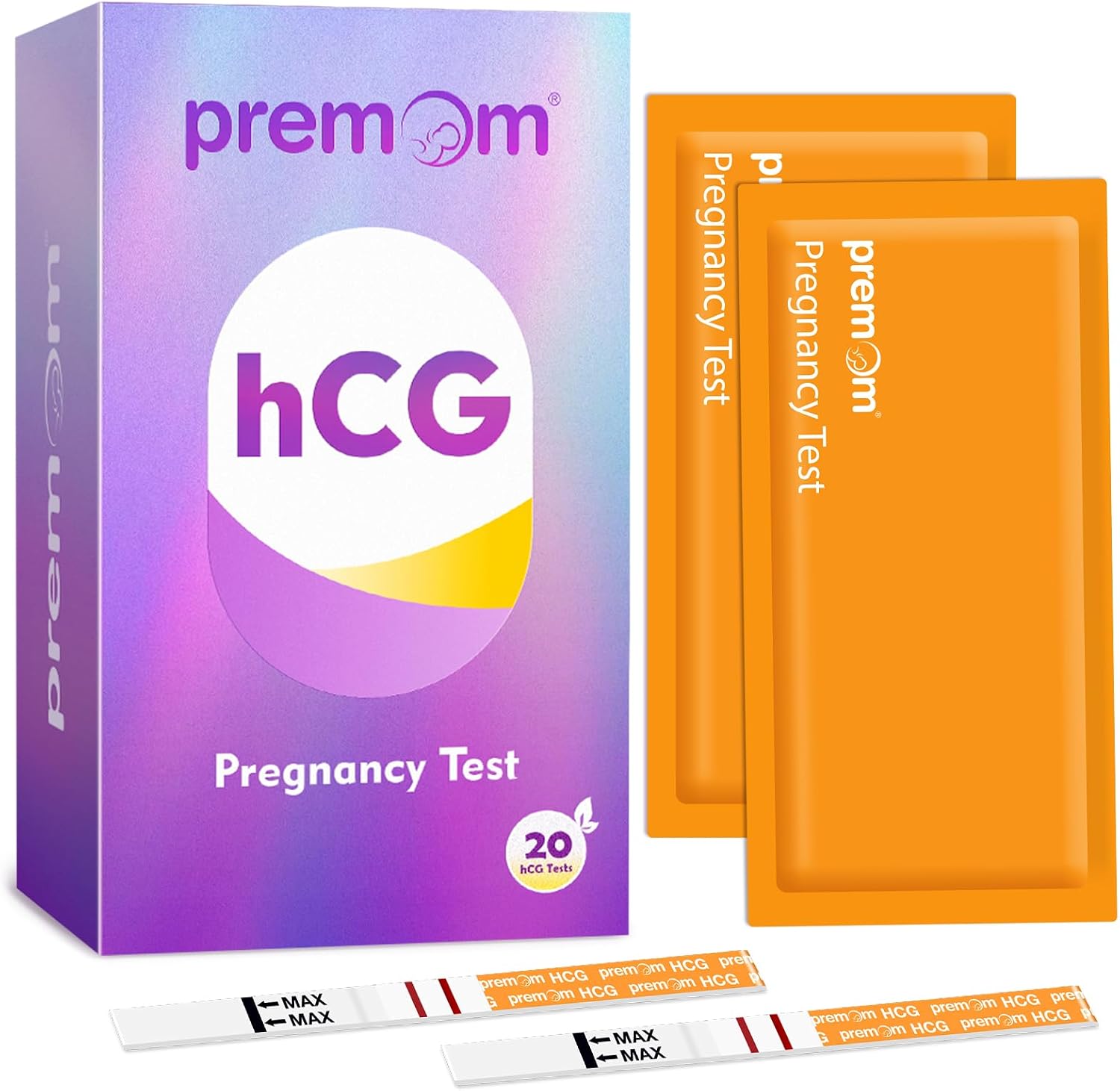 Premom 20 Pack Pregnancy Test Strips| Early Detection hCG Tests