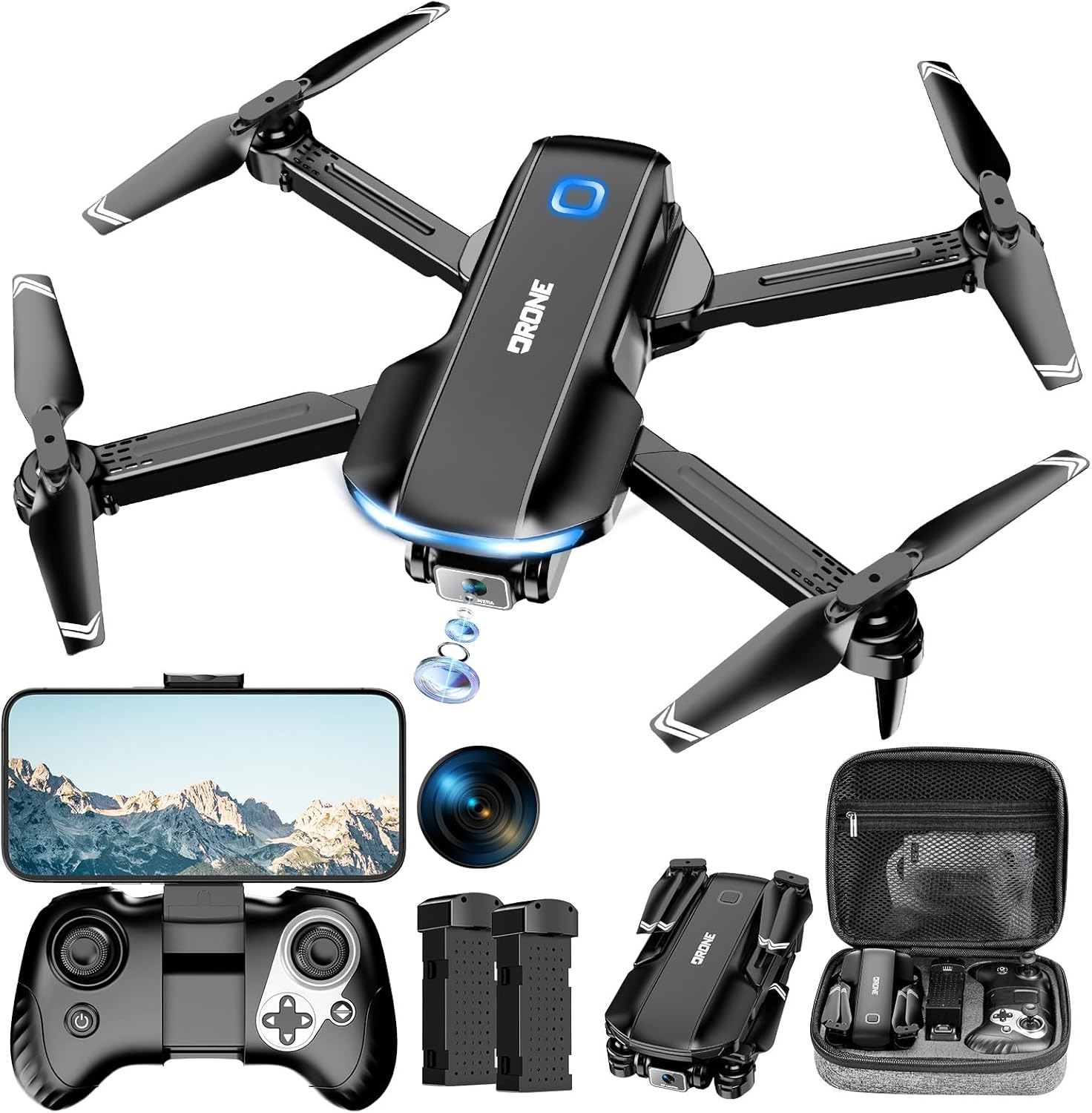 Drone with Camera 1080P HD FPV Foldable Drone for Adults and Beginners, RC Quadcopter with Gravity Control, One Key Take Off/Land, Optical Flow Positioning, 360° Flip, 3 Speed Mode, Waypoint Fly