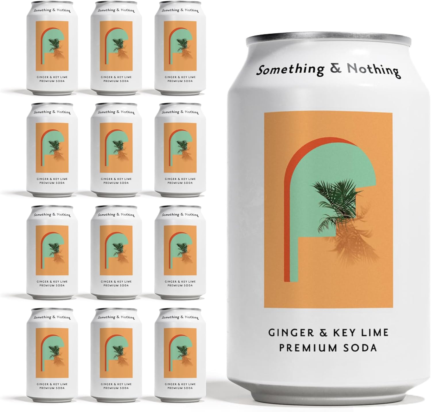 Something & Nothing Ginger & Lime Flavoured Sparkling Water | Lightly Carbonated, Full Flavoured with Added Grape & Lemon Juice | Vegan & Low Calorie Soda | 330ml Cans (Pack of 12)