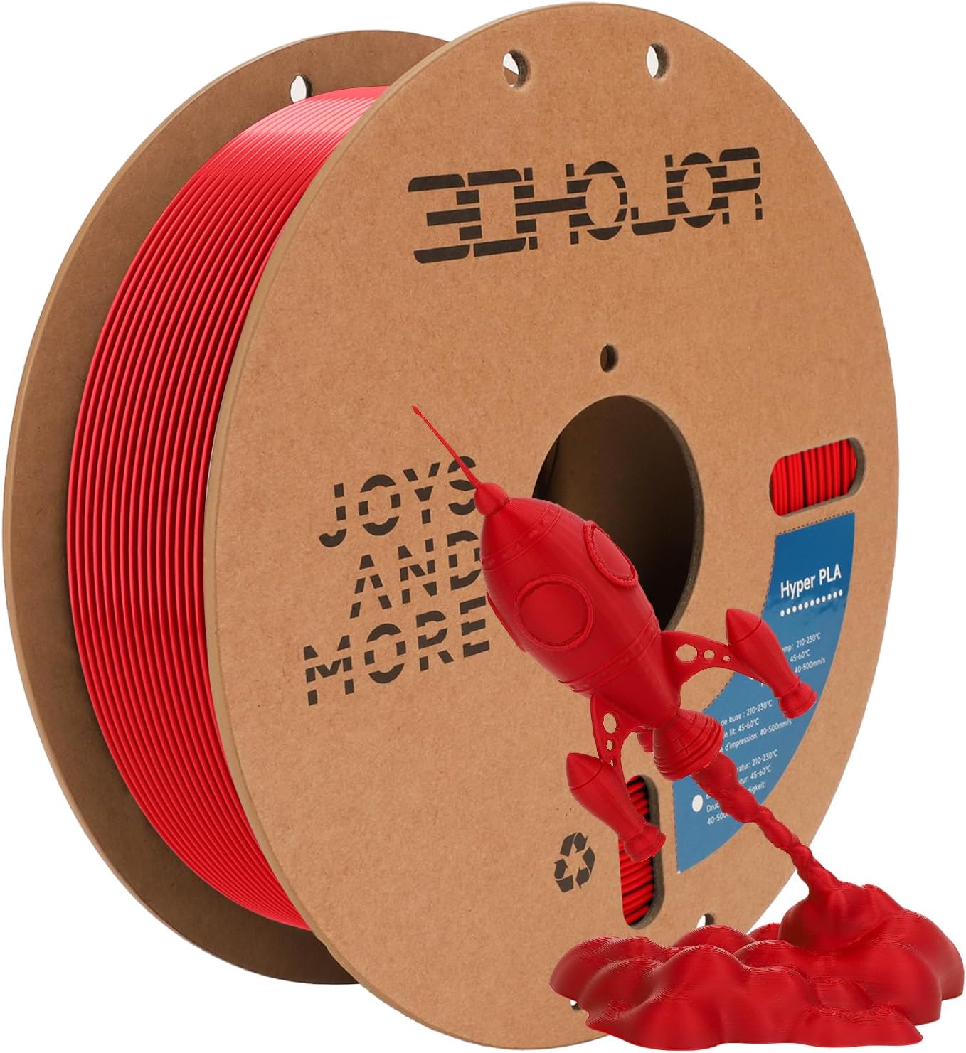 3DHOJOR 3D Printing Filament High Speed PLA 300mm/s Cardboard Spool 1kg (2.2lbs),Dimensional Accuracy +/- 0.03 mm Fit Most 3D FDM Printer-Fire Engine Red