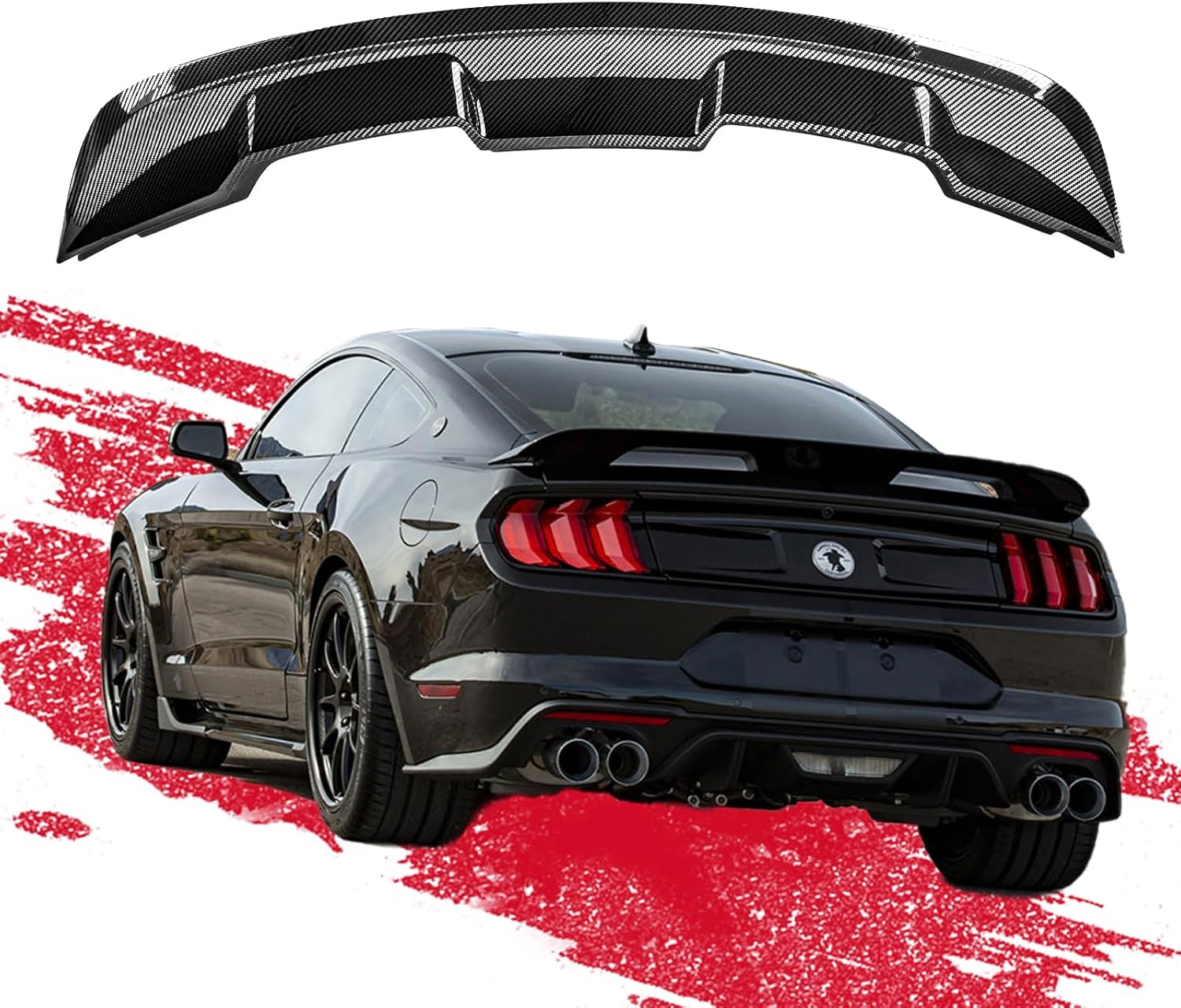 AAriguthel 2015-2023 Mustang Ecoboost Spoiler Compatible with Mustang V6/V8/Shelby/GT/EcoBoost Coupe 2 Door Models GT 350 GT500 Style ABS Trunk Rear Spoiler Wing