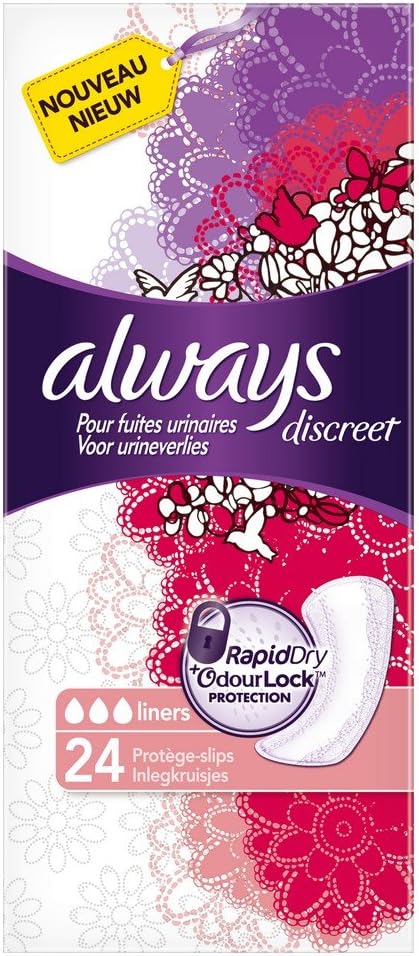 Always Discreet Panty Liners for Incontinence and Bladder Control, Pack of 3