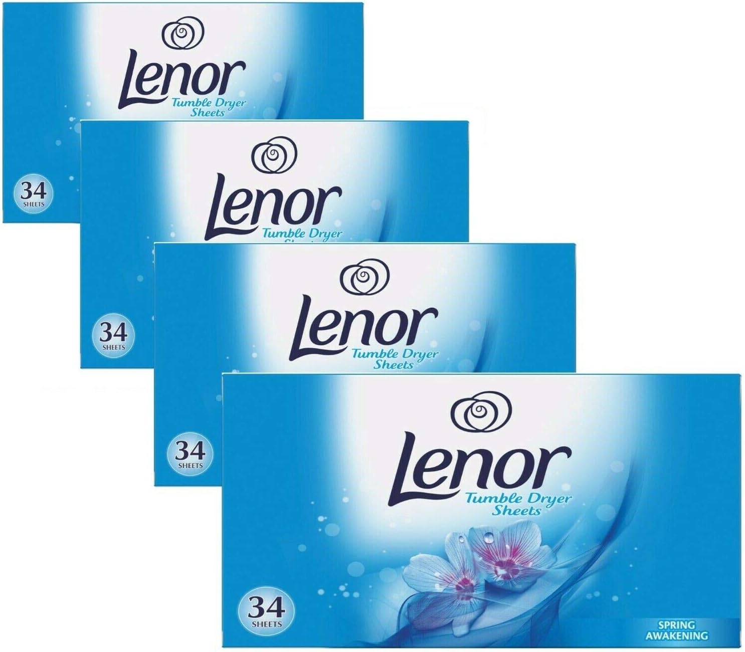 Lenor Tumble Dryer Sheets Spring Awakening 34 Sheets (Pack of 4)