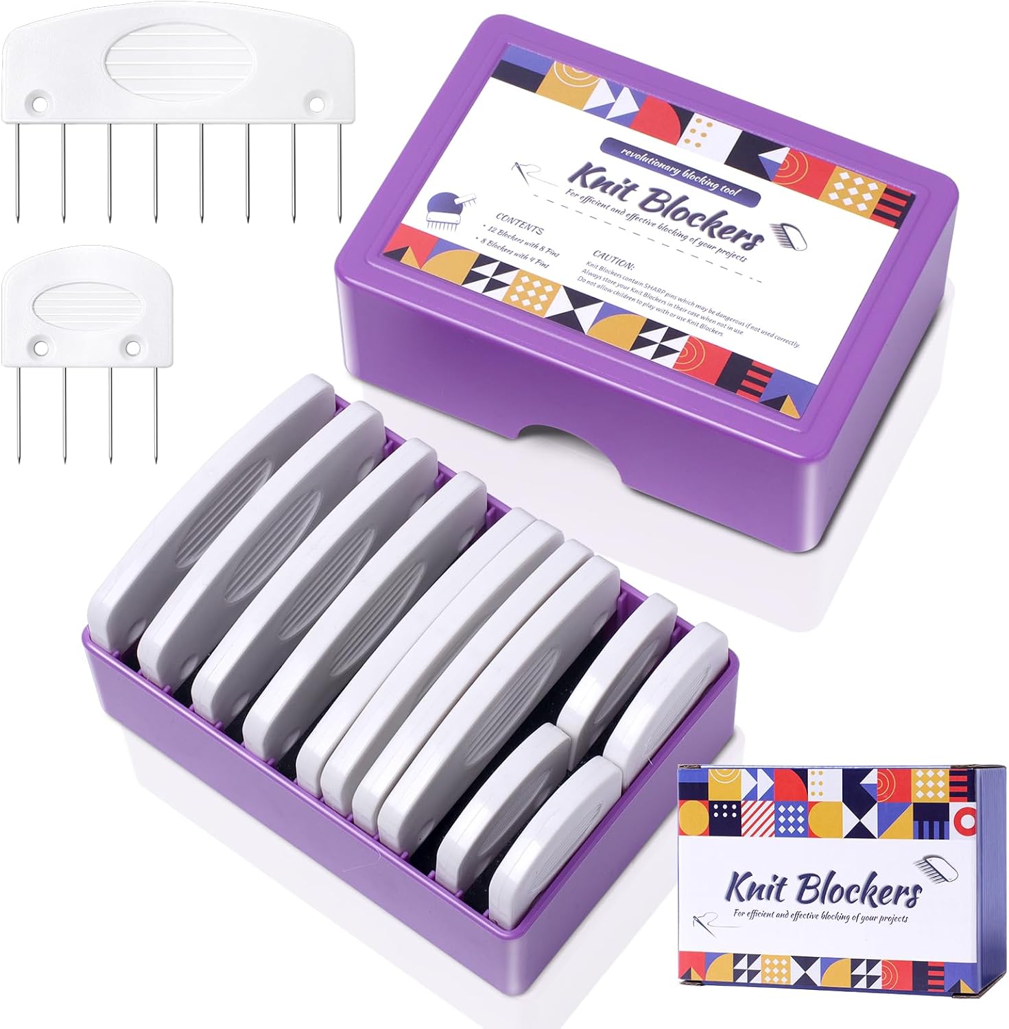 20Pcs Knit Blocking Pins Kit, Knit Blockers Pins Kit, Knit Blocking Combs, Blocking Pins for Knitting & Crochet Projects, Knit Blocking Pins for Blocking Mats, Crochet Blocking Pins