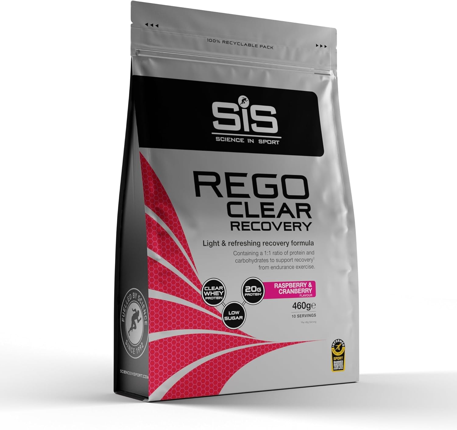 Science in Sport Rego Clear Recovery | Clear Whey Protein Shake | 20g Protein, 21g Carbs, Low in Sugar | Raspberry & Cranberry, 460g