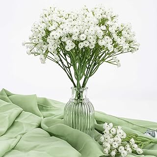 10 Baby Breath Artificial Flowers - 7.6" Babies Breath Flowers Artificial Faux Flowers Bouquet White Fores Greenery Real Touch Fake Flowers Arrangements Wedding Centerpieces Tables Decorations