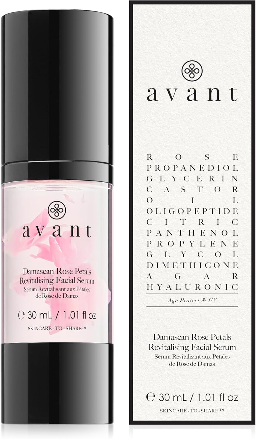 Avant Damascan Rose Petals Revitalising Facial Serum 30 ml - Rose Face Serum - Aims to Renew the Skin & Reduce Signs of Ageing & Stress - Anti Ageing, Smooth Wrinkles, Improves Sagging Skin