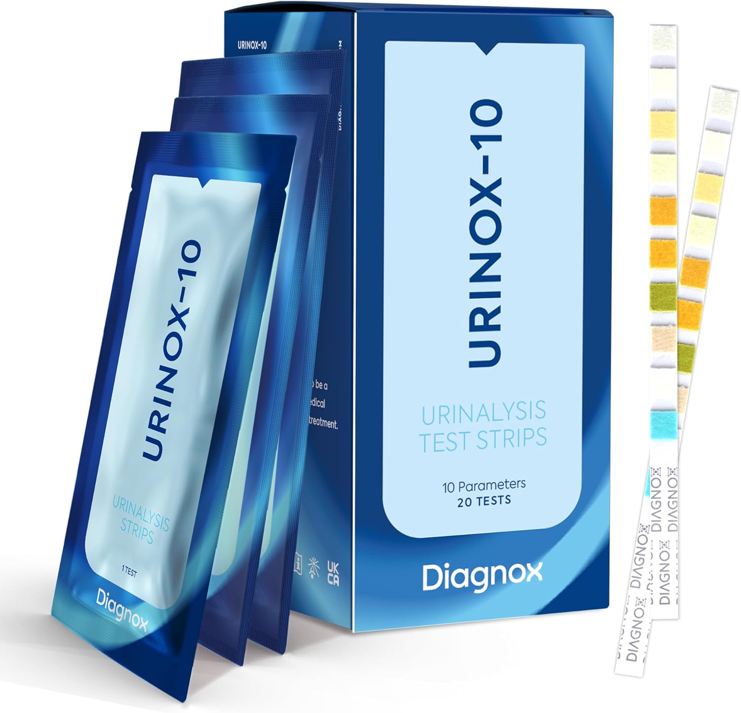 Urinox-10 Urinalysis Strips - Individually Packaged Urine Test Strips for Longer Shelf Life - 20 Professional Tests for 10 Parameters