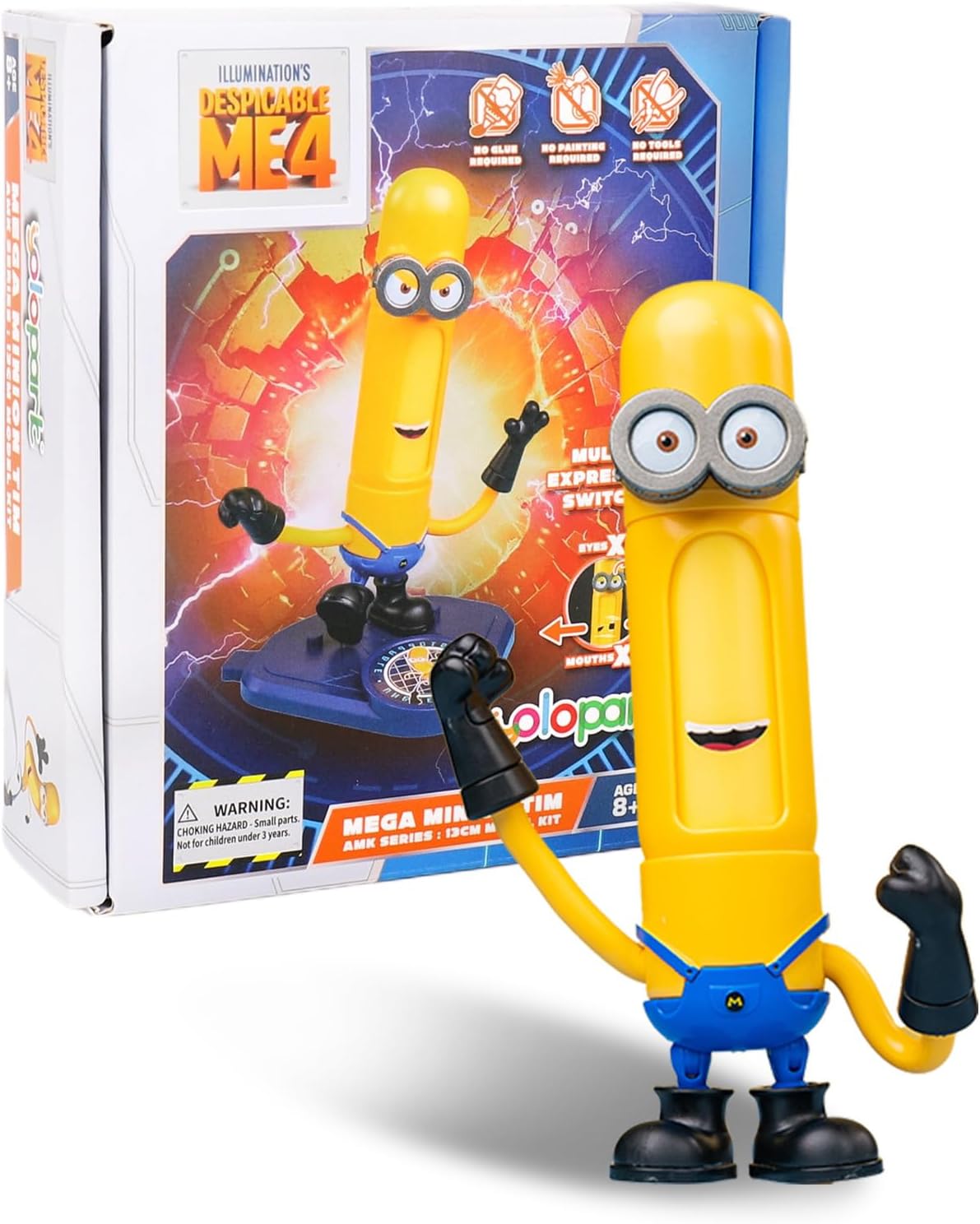 YOLOPARK Minions Despicable Me 4 Toys, 5.1 Inch Mega Tim Action Figures, Magnetic Head and 360°Rotatable Body with Stretchable Arms Minion Model Kits，Gifts for Kids Ages 8 Years & Older