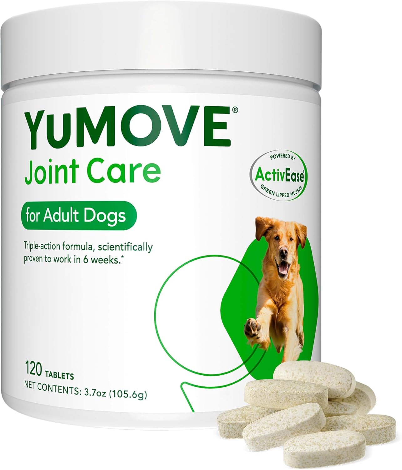 YuMOVE Joint Supplement for Dogs, Essential Dog Hip and Joint Support for Adult Dogs with Glucosamine, Chondroitin, Green Lipped Mussel, Aged 6 to 8, 120 Tablets
