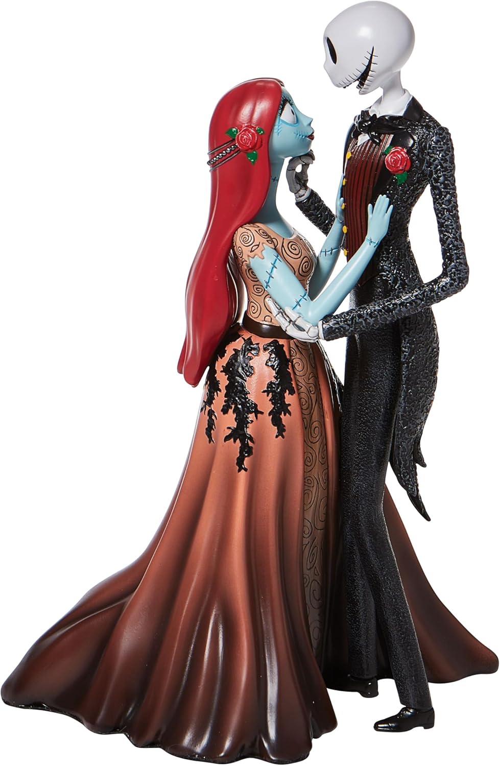Enesco Disney Showcase Couture de Force The Nightmare Before Christmas Jack and Sally Embracing Figurine- Resin Hand Crafted Painted Collectible Halloween Disney Figurines Home Decor Statue, 9.5 Inch