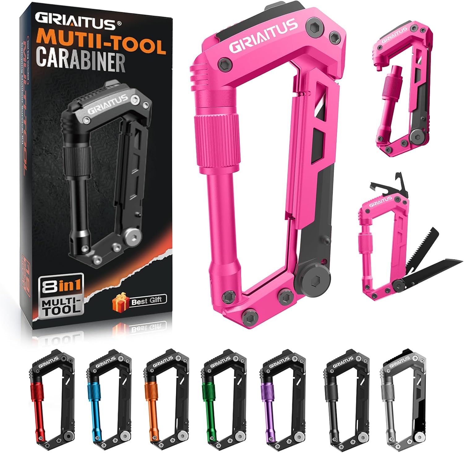 Multitool Carabiner with Pocket Knives, EDC Carabiners, Folding Knife
