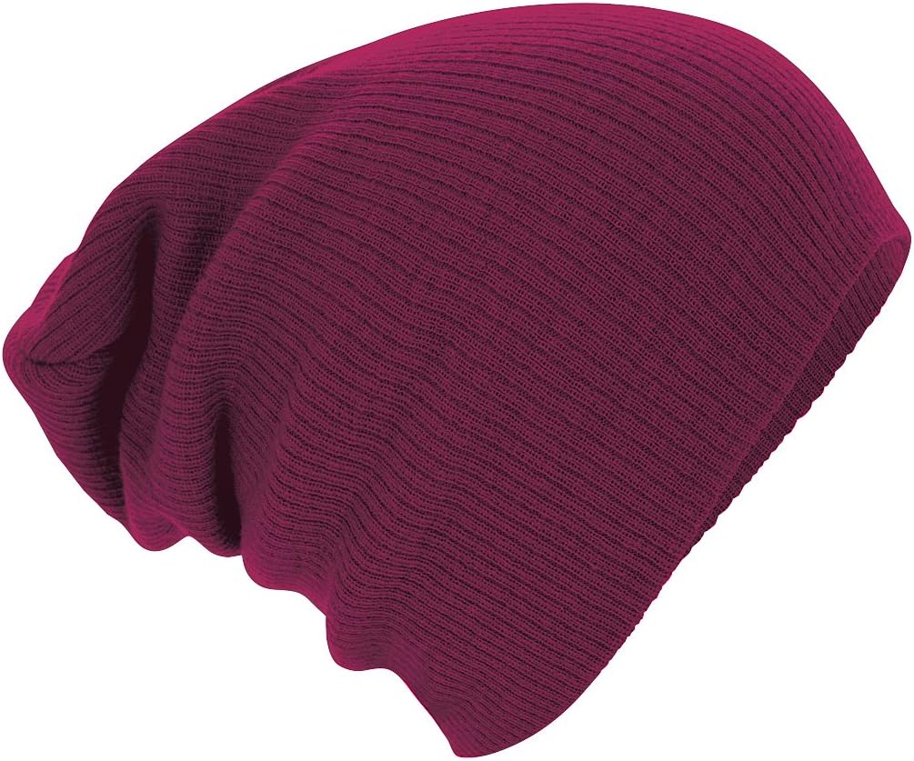 Beechfield Slouch Beanie Hat - Classic Knit Slouchy Winter Cap in One Size Fits Most