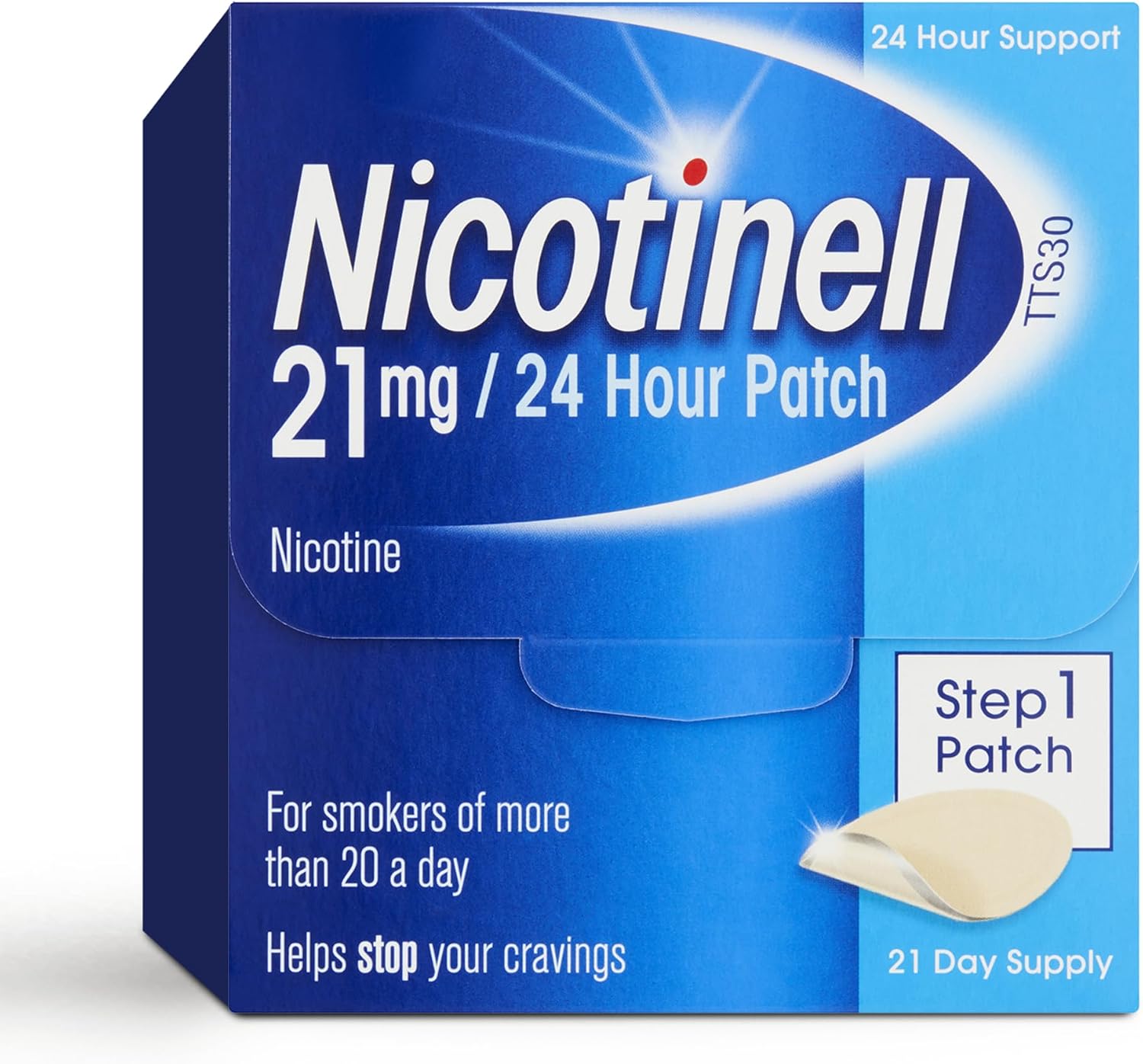 Nicotinell Nicotine 21mg 21Patches, Nicotine Patches, Stop Smoking Aid, 24h Craving Control, Step 1 for Heavy Smokers, Quit Smoking Aid