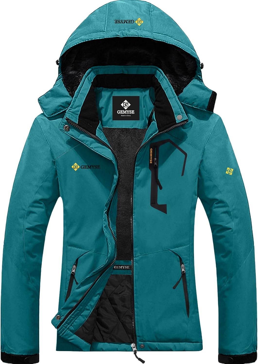 GEMYSE Women's Ski Snow Jacket Warm Winter Waterproof Coat Snowboard Rain Jacket Hooded Windproof Windbreaker