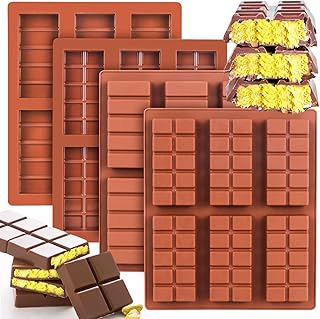Palksky Chocolate Bar Mold Deep, 4Pcs Thick Chocolate Bar Mold Silicone, Stuffed Candy Bar Mold