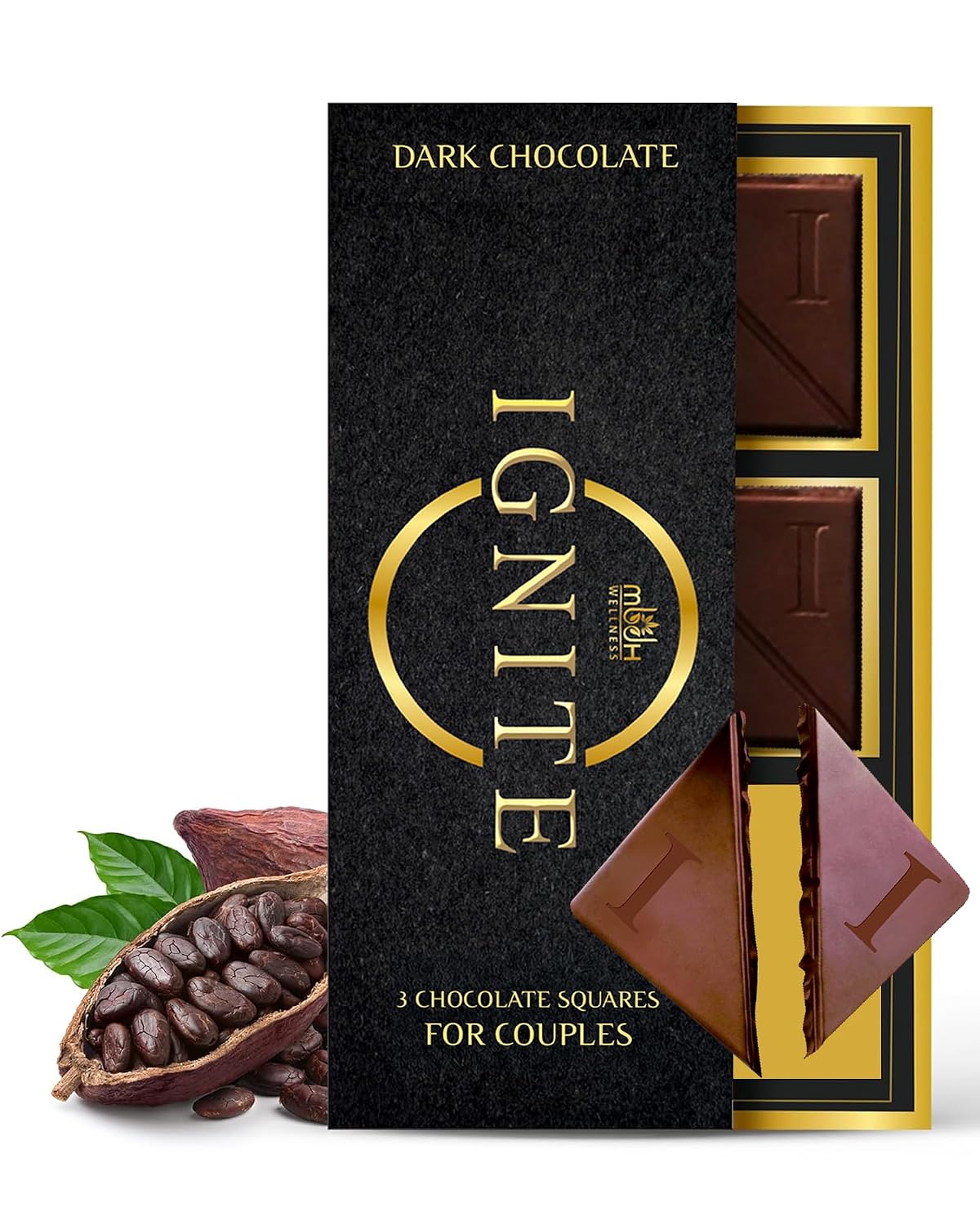 Ignite Dark Chocolate Bars – Premium 60% Cocoa Squares for Couples – Luxurious Dark Chocolate Crafted for Shared Moments, Special Occasions – Ideal for Sharing and Indulging Together – Pack of 1