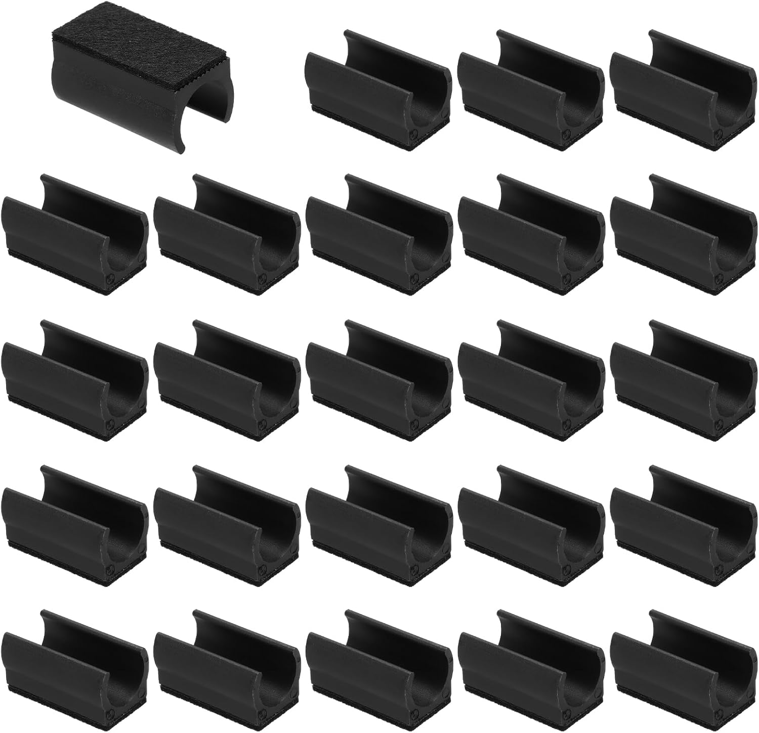 PATIKIL 24pcs Rectangle Chair Leg Cover with Felt Pad, 19mm Slide Smoothly No Scratches No Noise Furniture Feet Hardwood Protectors Tips Floor Glides Tubing Caps for Office,Black Black