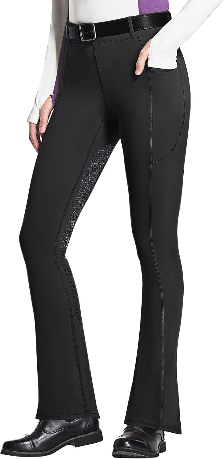 FitsT4 Sports Women's Full Seat Horse Riding Pants Bootcut Riding Tights with Pockets Equestrian Breeches for Women