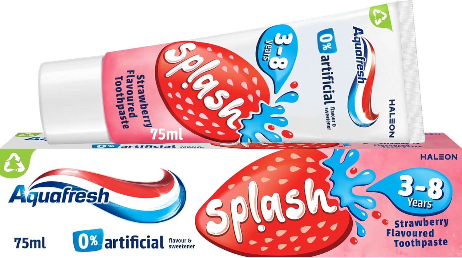 Aquafresh Splash Toothpaste 3-8 years, Kids toothpaste, Strawberry flavour, 75ml
