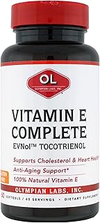 Olympian Labs Vitamin E Complete Tocomin, 200IU 60 Softgels, Fight Free Radicals, Supports Brain, Skin & Hair, 60 Servings