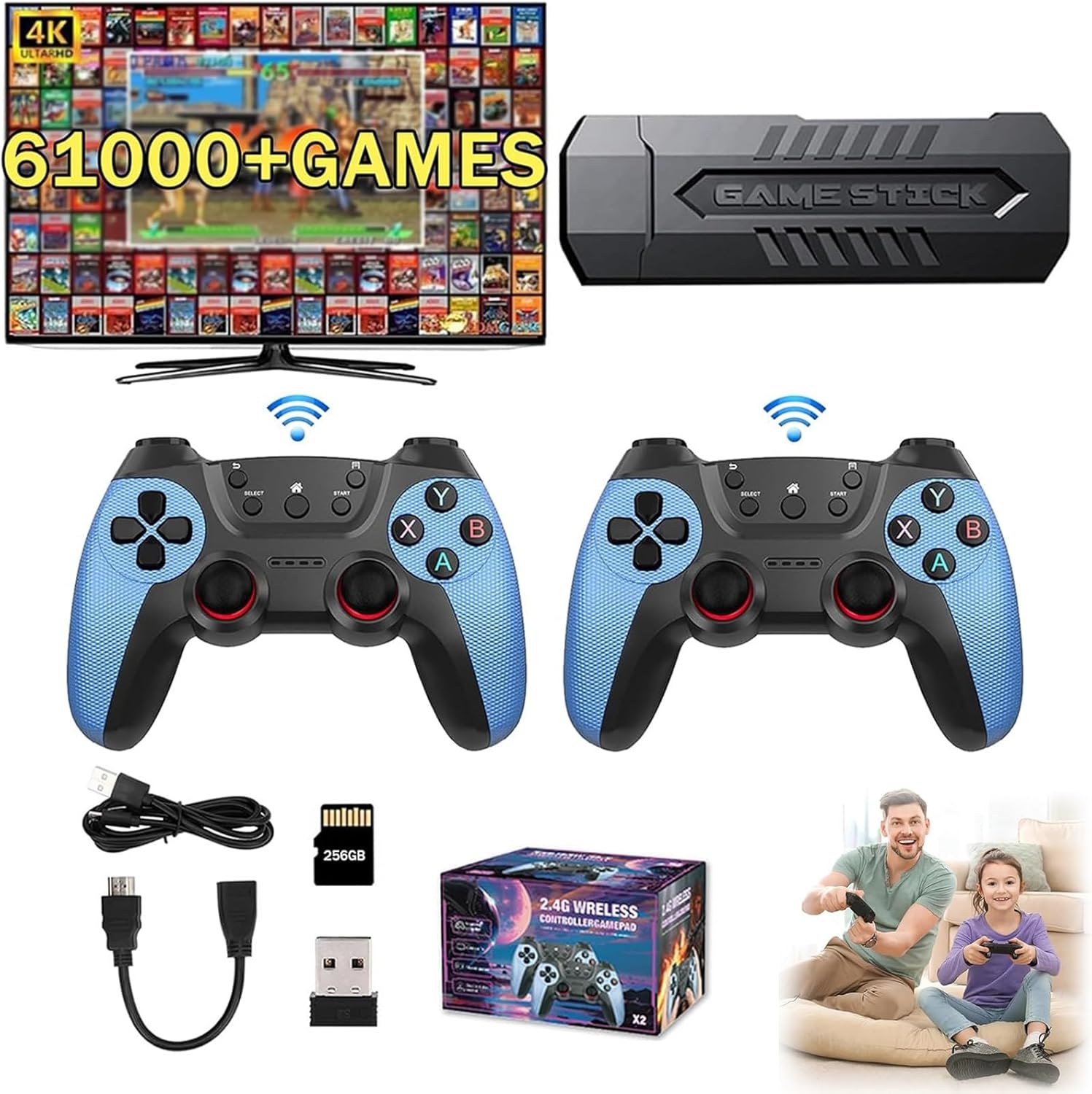 MIGEDY 2025 New Game Stick 4k 60,000 Games,Retro Gaming Console Build in 60,000+ Games,Plug & Play TV Video Retro Gaming Stick for everybody(256G)