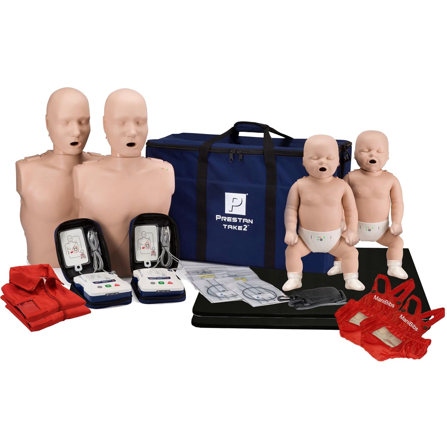MCR Medical Prestan Take2 CPR Manikin & UltraTrainer Kit with Feedback (2-Adult, 2-Infant, & 2-UltraTrainers) and Accessories