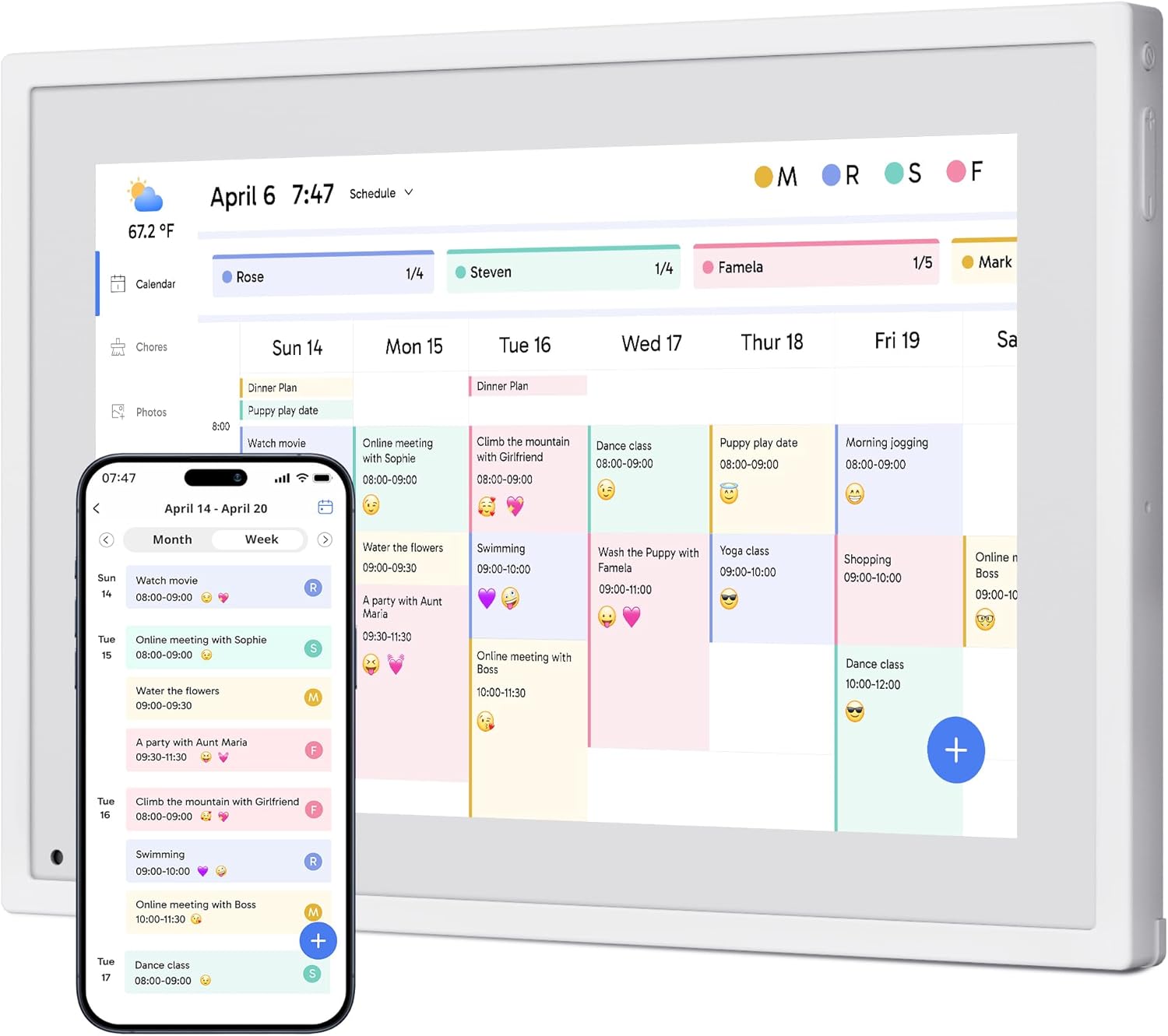 Dragon Touch 10.1 inch Digital Calendar Chore Chart – Interactive Touchscreen, Smart Family Planner, Hearth Display Desk Digital Calendar Seamless Scheduling