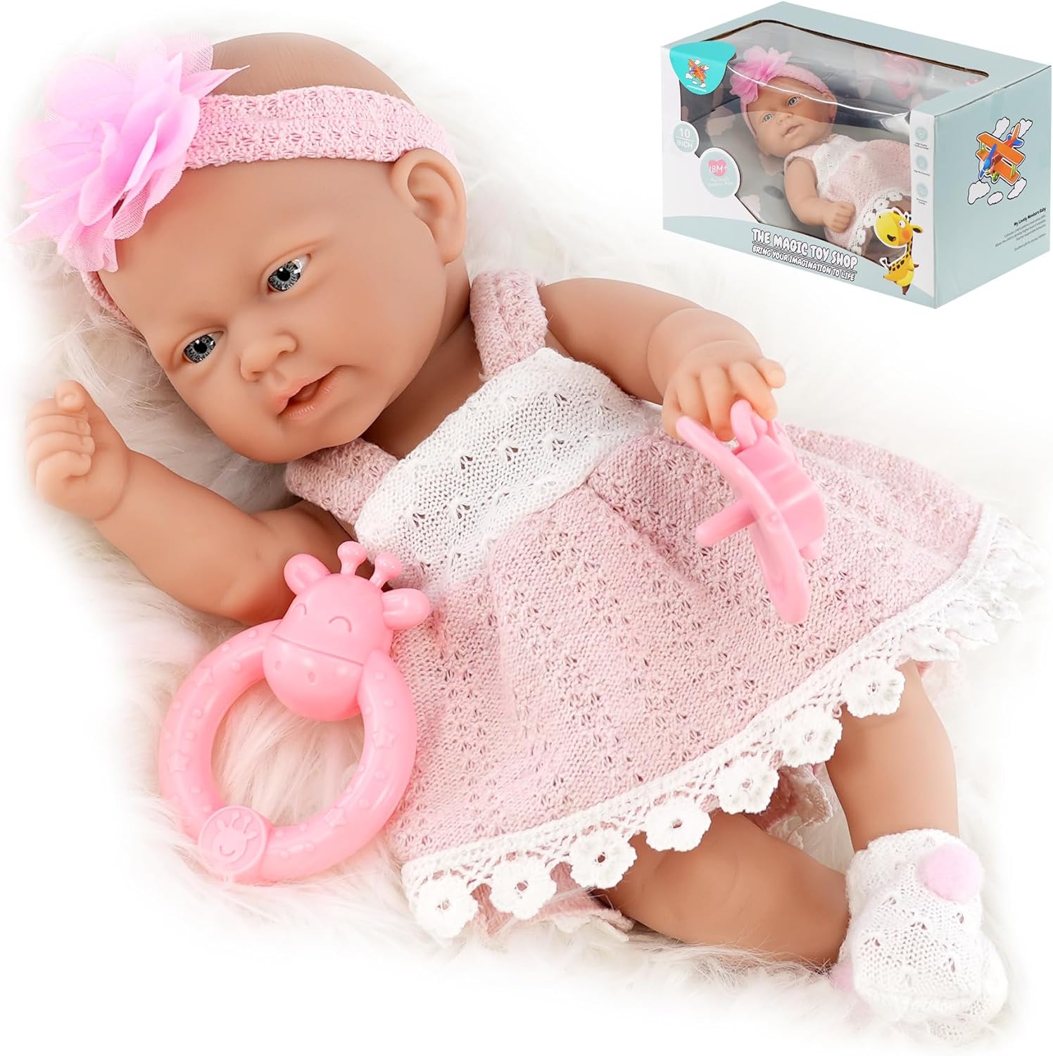 Bibi Doll - 10" Bathable Baby Doll Play Set with Dummy Doll's Accessories Girls Toy
