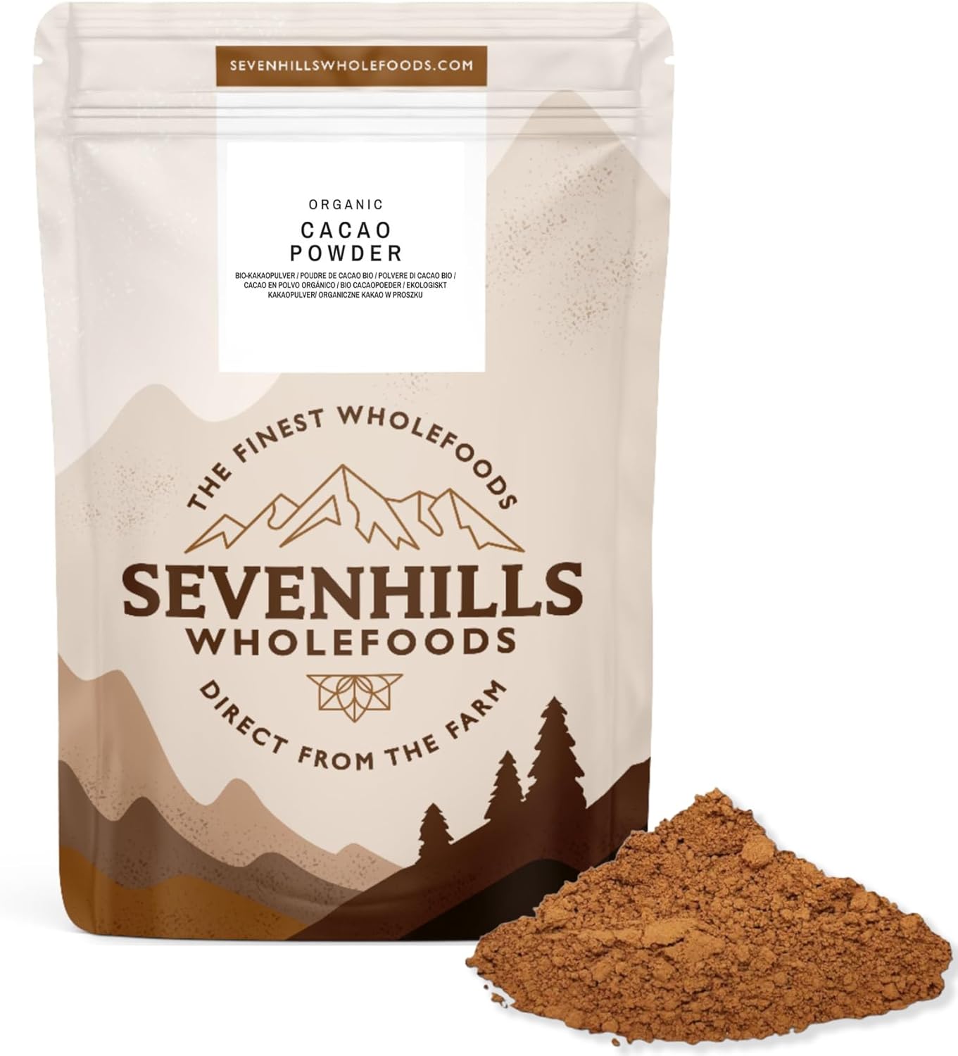 Sevenhills Wholefoods Organic Cacao/Cocoa Powder 500g | Natural Source of Potassium & Manganese | Pure & Vegan for Hot Chocolate, Smoothies & Baking | Unsweetened & Non-Alkalised | GMO Free