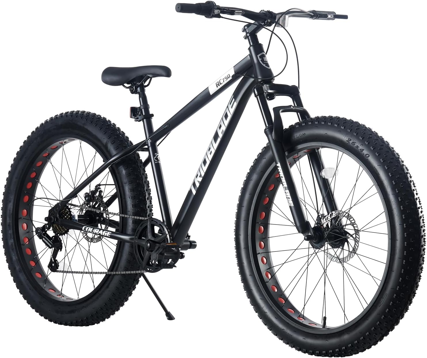 BSETSEL 26 Inch Fat Tyre Wheels Mountain Bike, 7 Speed Gear, Dual Disc-Brake, All-Terrain Bicycle with Front Suspension for Adults Youth Men Women