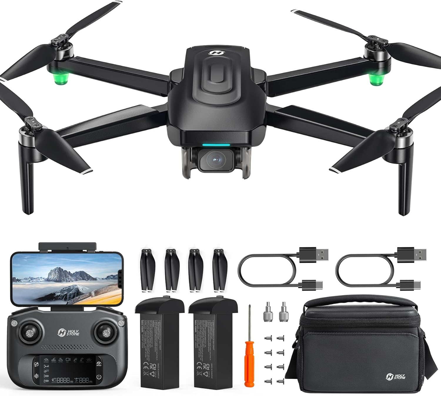 Holy Stone GPS Drone with 4K EIS Camera for Adults, HS175G 249g Foldable RC Quadcopter with Auto Return, Follow Me, 60 Mins Flight Time, Battery Fast Charge, Headless Mode, Upgraded HS175D