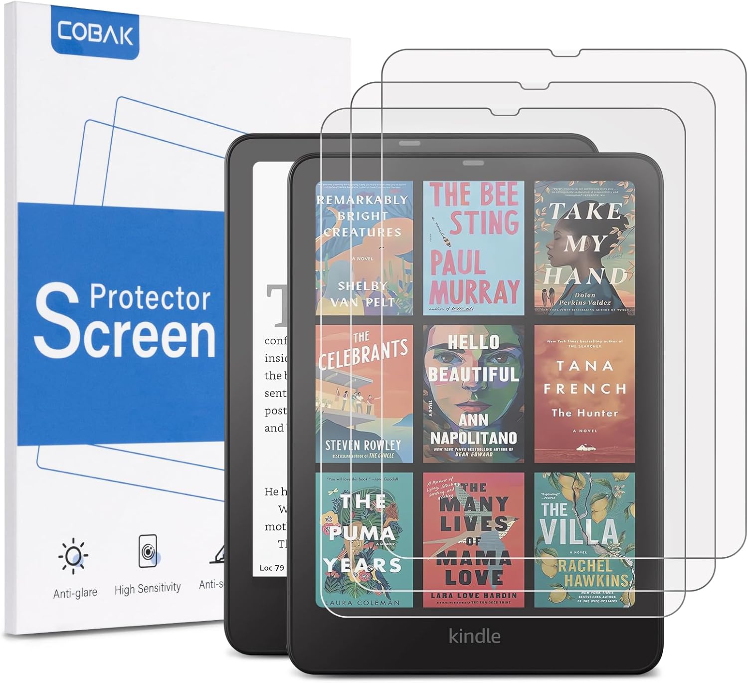 CoBak 3 Pack Anti-Glare Matte Screen Protector for 7" Kindle Paperwhite 12th Gen 2024 & Colorsoft Signature Edition,for Kobo Aura 2 - High Clarity, Fingerprint Resistant - Fine-Grit Texture PET Film